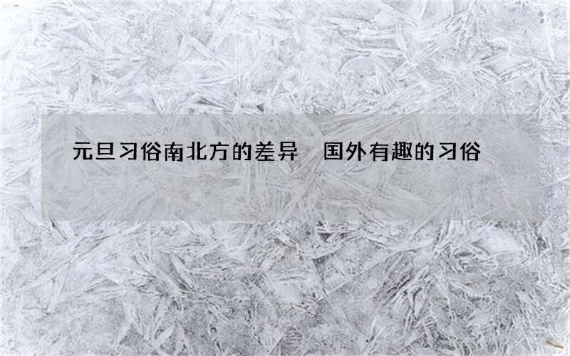 元旦习俗南北方的差异 国外有趣的习俗